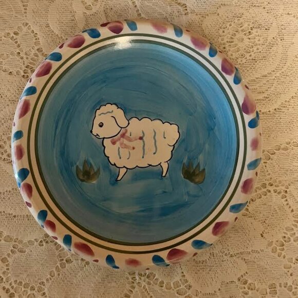 Vintage Hand-Painted World Bazars Ceramic EASTER LAMB Plate and Mug Set - Picture 3 of 9
